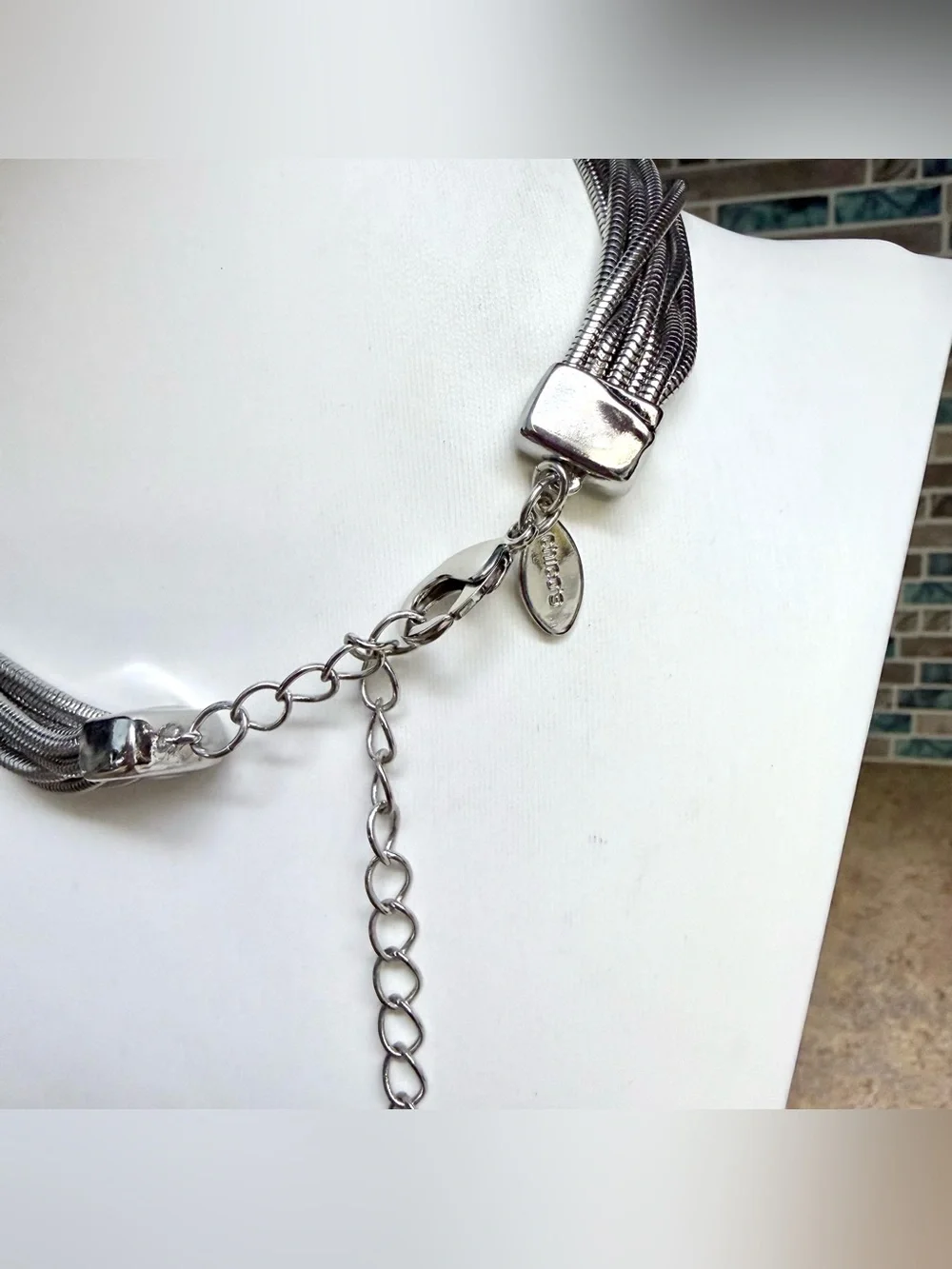 Chicos Vintage Silver Tone Multi Strand Necklace